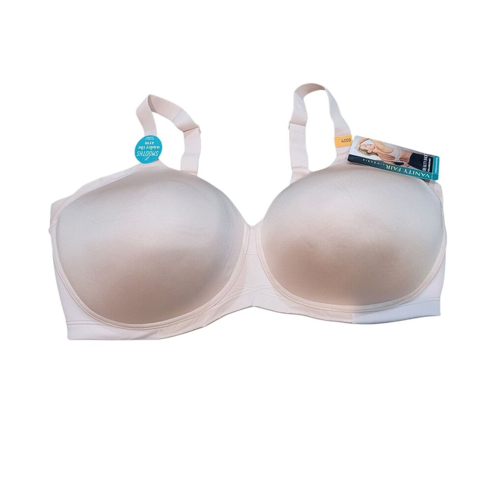 Vanity Fair 42DD Women's Beauty Back Smoother Wireless Beige Bra New